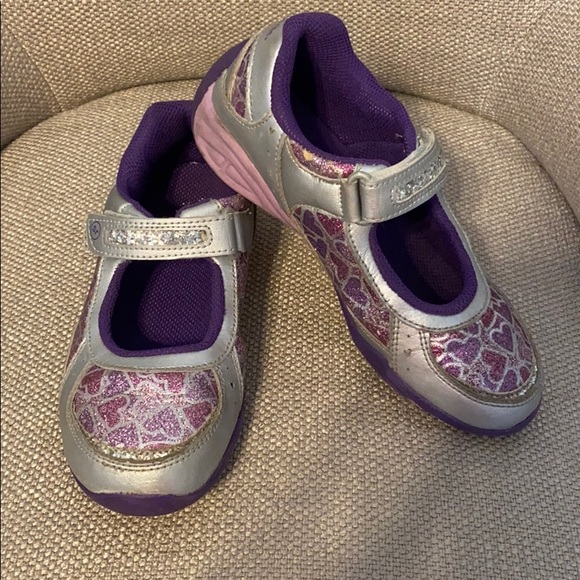 Stride Rite Purple Hearts Light up Mary Janes